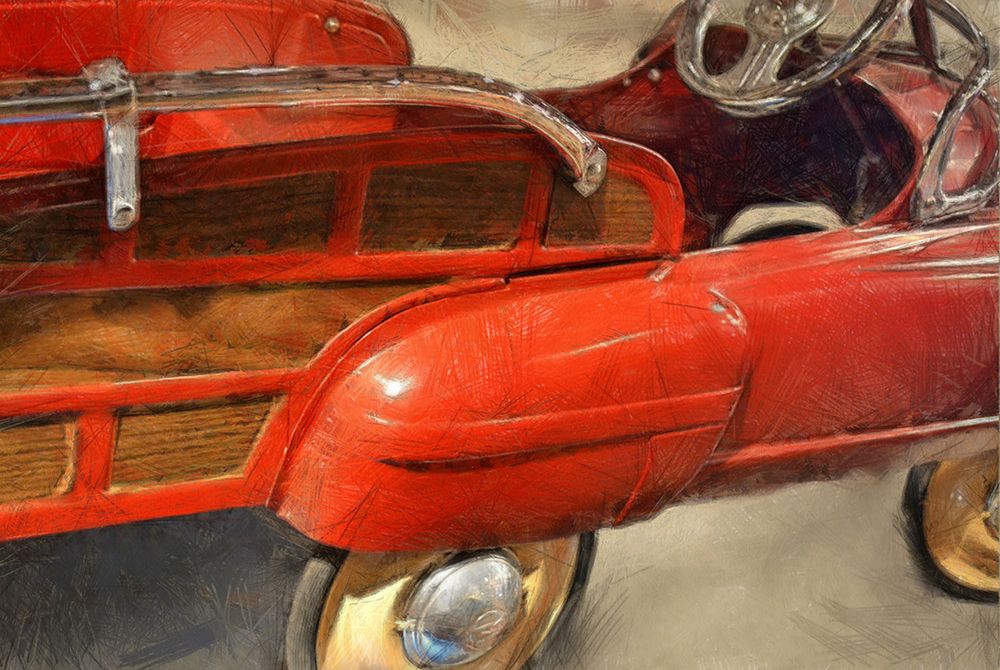 Fire Engine Pedal Car  art print by Michelle Calkins for $57.95 CAD