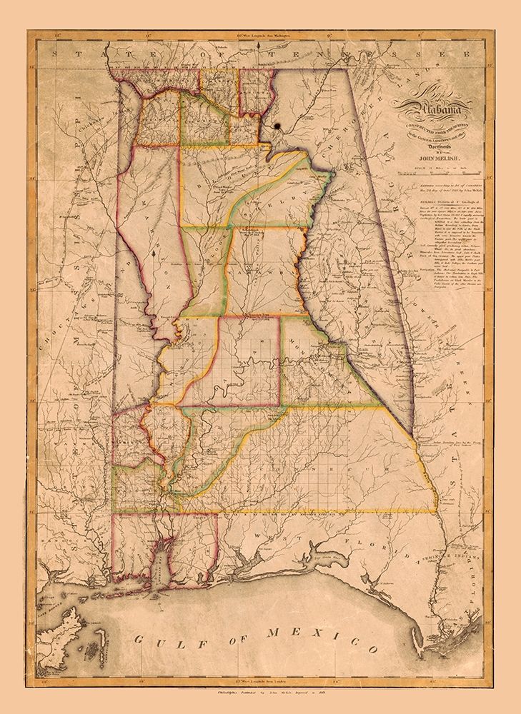 Alabama - Melish 1819  art print by Melish for $57.95 CAD