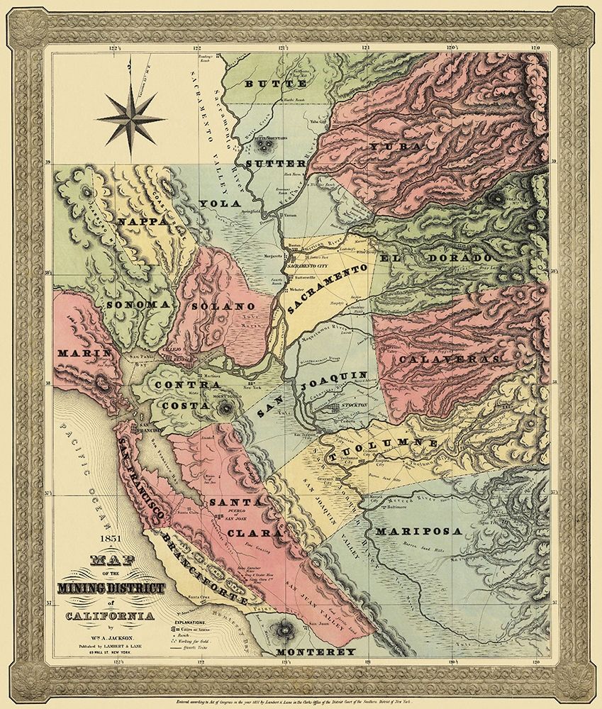 Mining District of California - Jackson 1851 art print by Jackson for $57.95 CAD