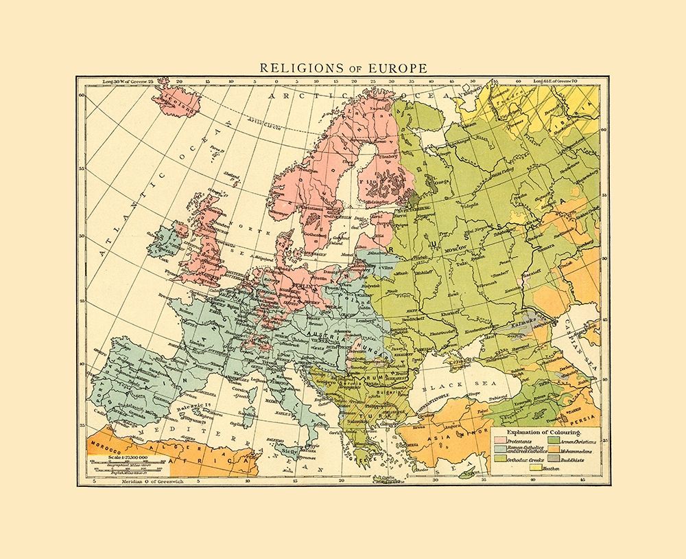 Europe Religions - Cassell 1893 art print by Cassell for $57.95 CAD