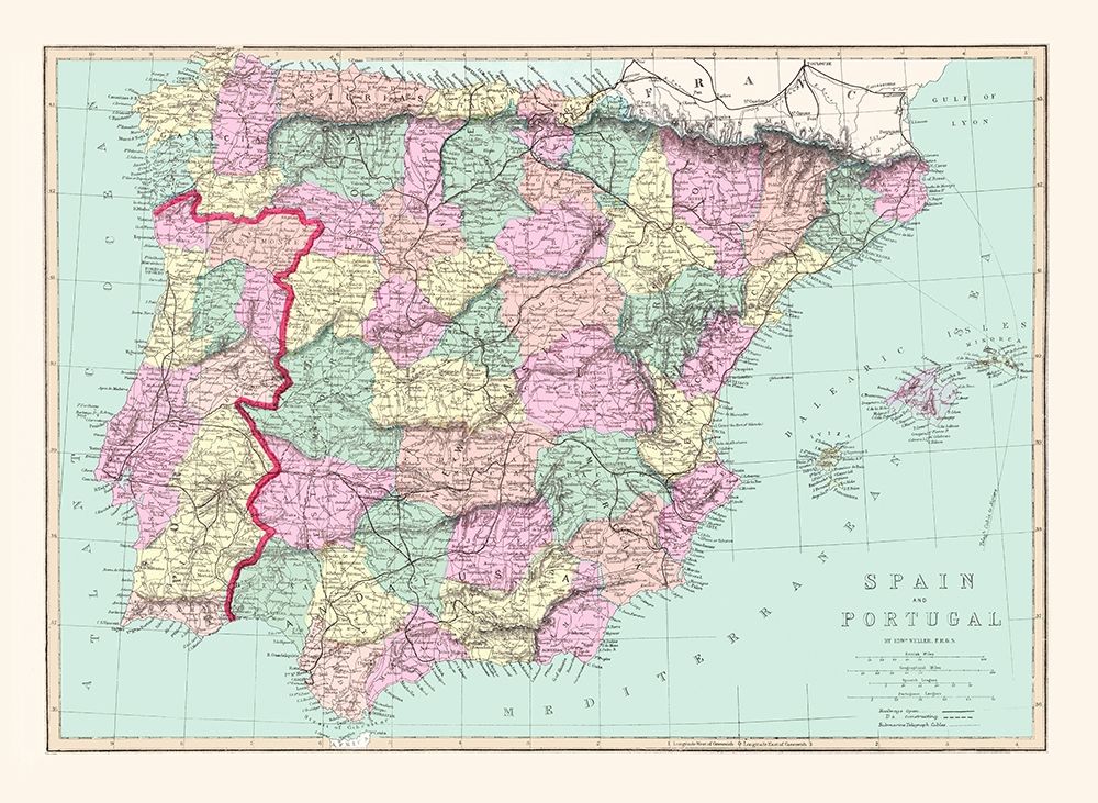 Spain Portugal - Williams 1873 art print by Williams for $57.95 CAD