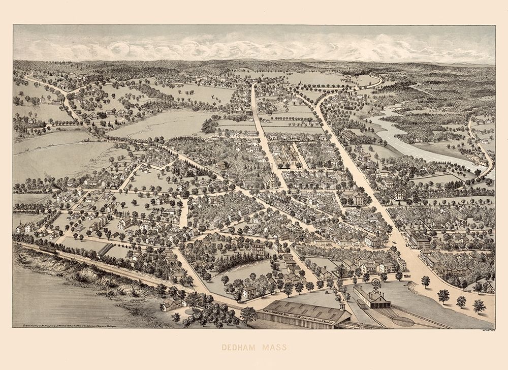 Dedham Massachusetts -1876 art print by Unknown for $57.95 CAD