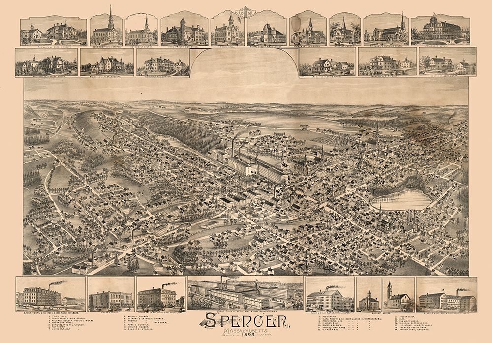 Spencer Massachusetts -1892 art print by Unknown for $57.95 CAD