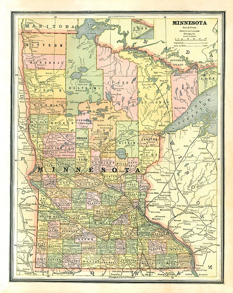 Minnesota - Cram 1886 art print by Cram for $57.95 CAD