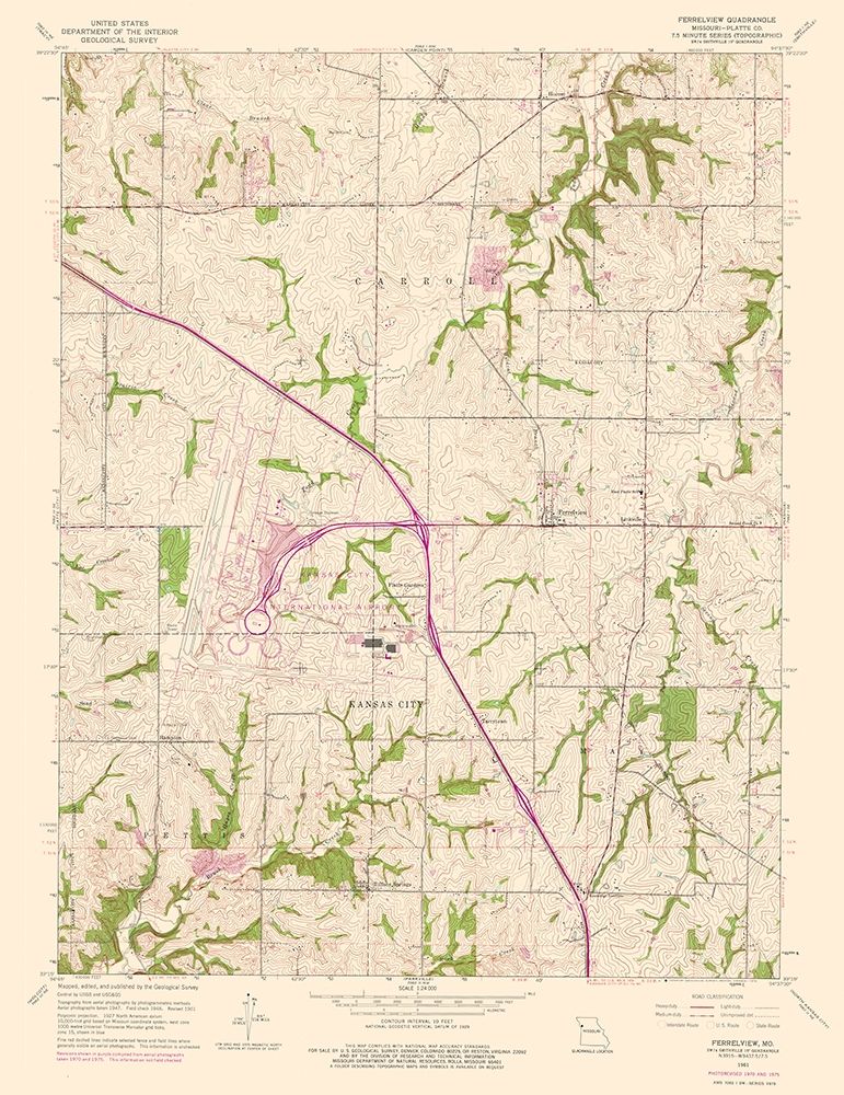 Ferrelview Missouri Quad - USGS 1961 art print by USGS for $57.95 CAD