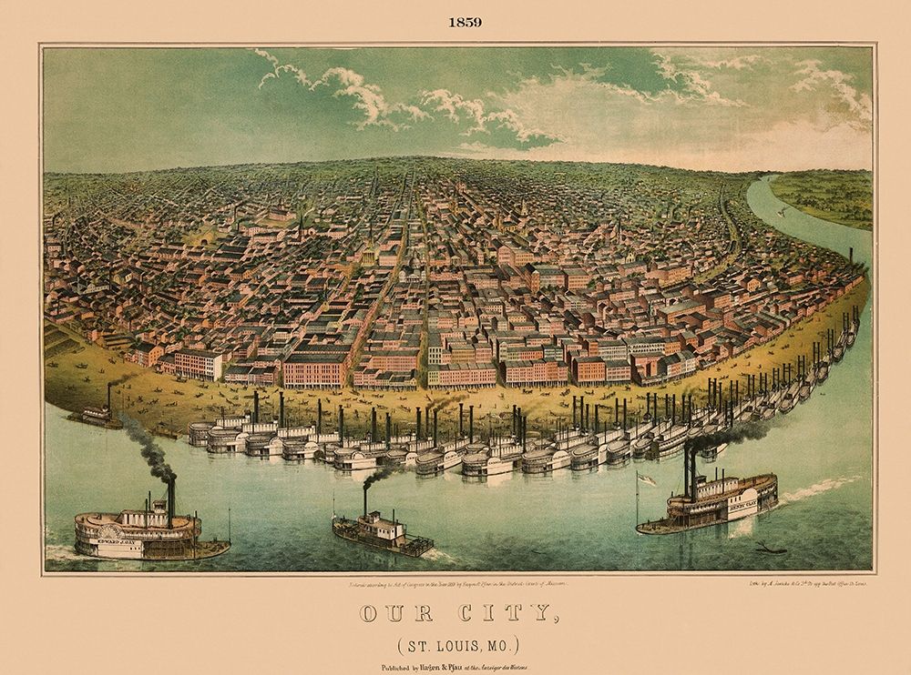 St Louis Missouri - Hagen 1859 art print by Hagen for $57.95 CAD