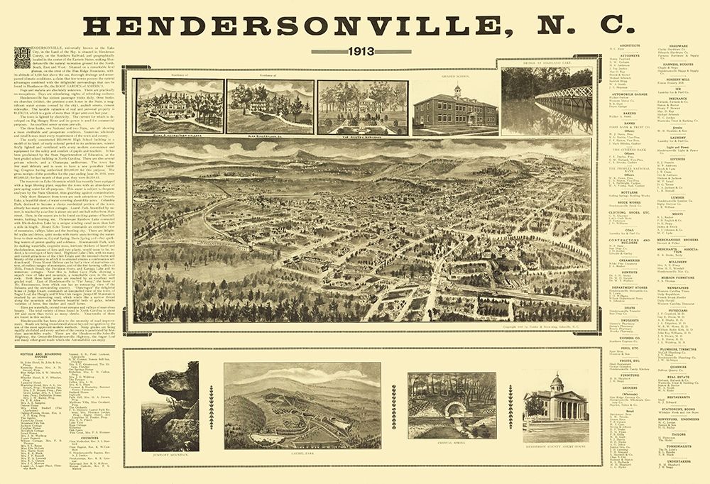 Hendersonville North Carolina - Fowler 1913 art print by Fowler for $57.95 CAD