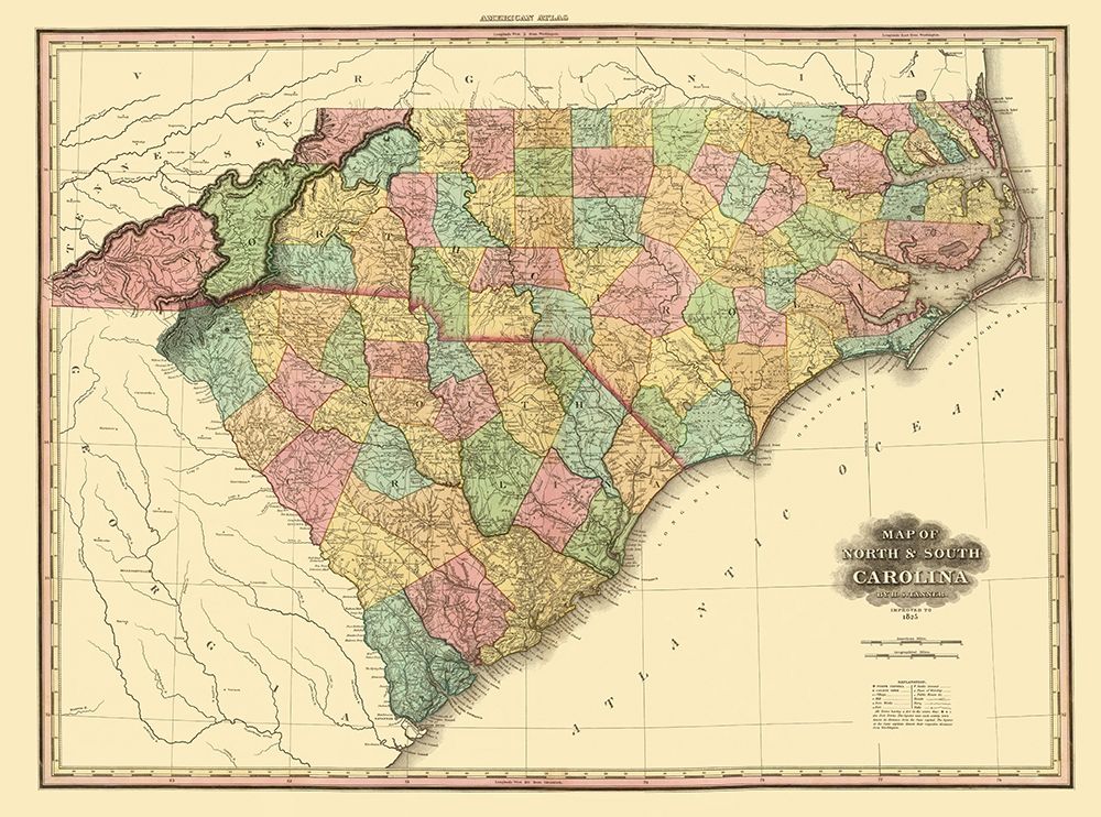 North Carolina, South Carolina - Tanner 1825 art print by Tanner for $57.95 CAD