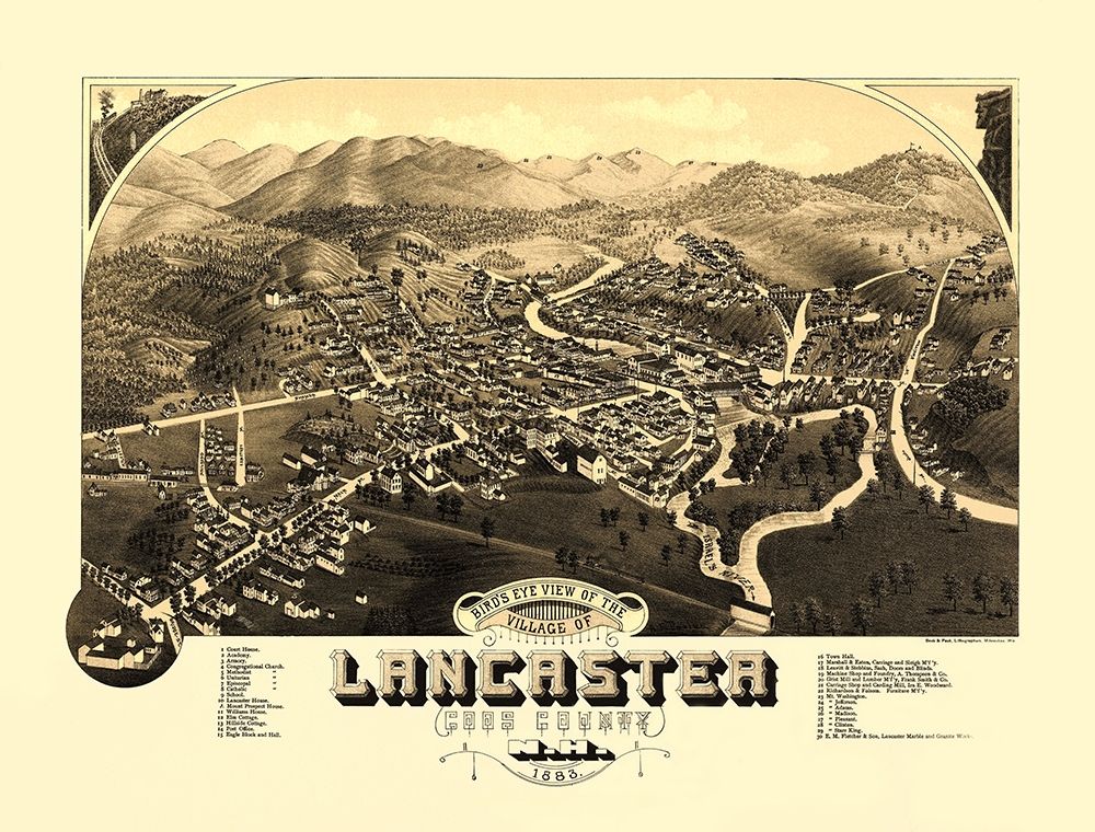 Lancaster New Hampshire - Beck 1883 art print by Beck for $57.95 CAD