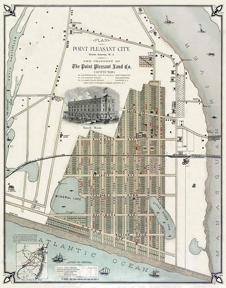 Point Pleasant New Jersey Landowner - 1880 art print by Land Co for $57.95 CAD