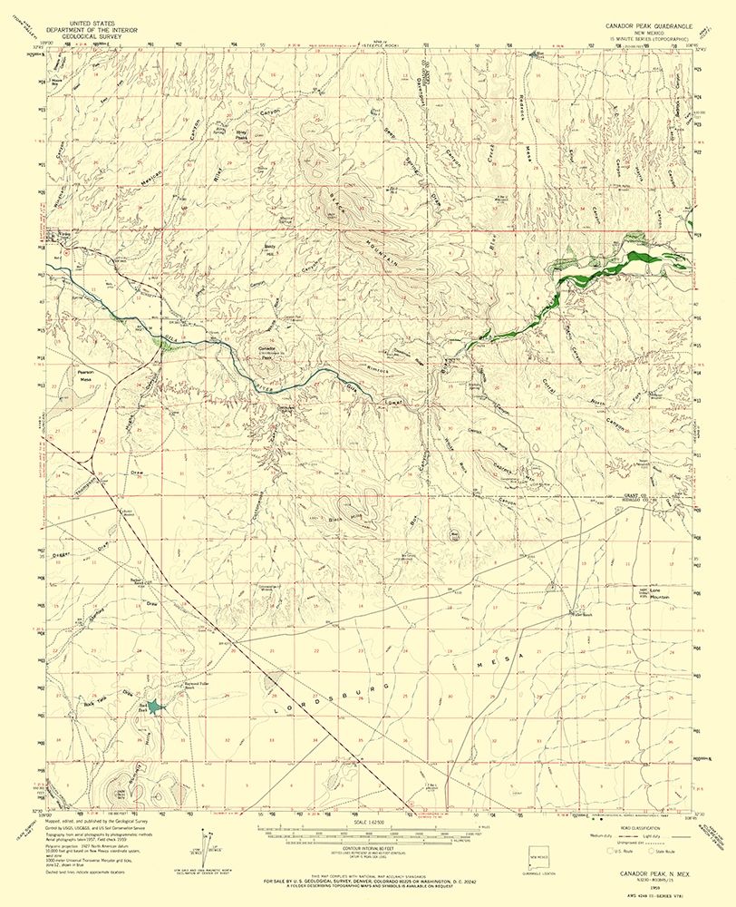Canador Peak New Mexico Quad - USGS 1959 art print by USGS for $63.95 CAD