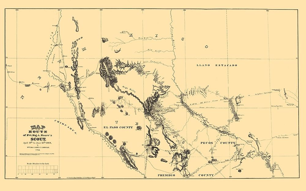 New Mexico Route - Moore 1869 art print by Moore for $57.95 CAD