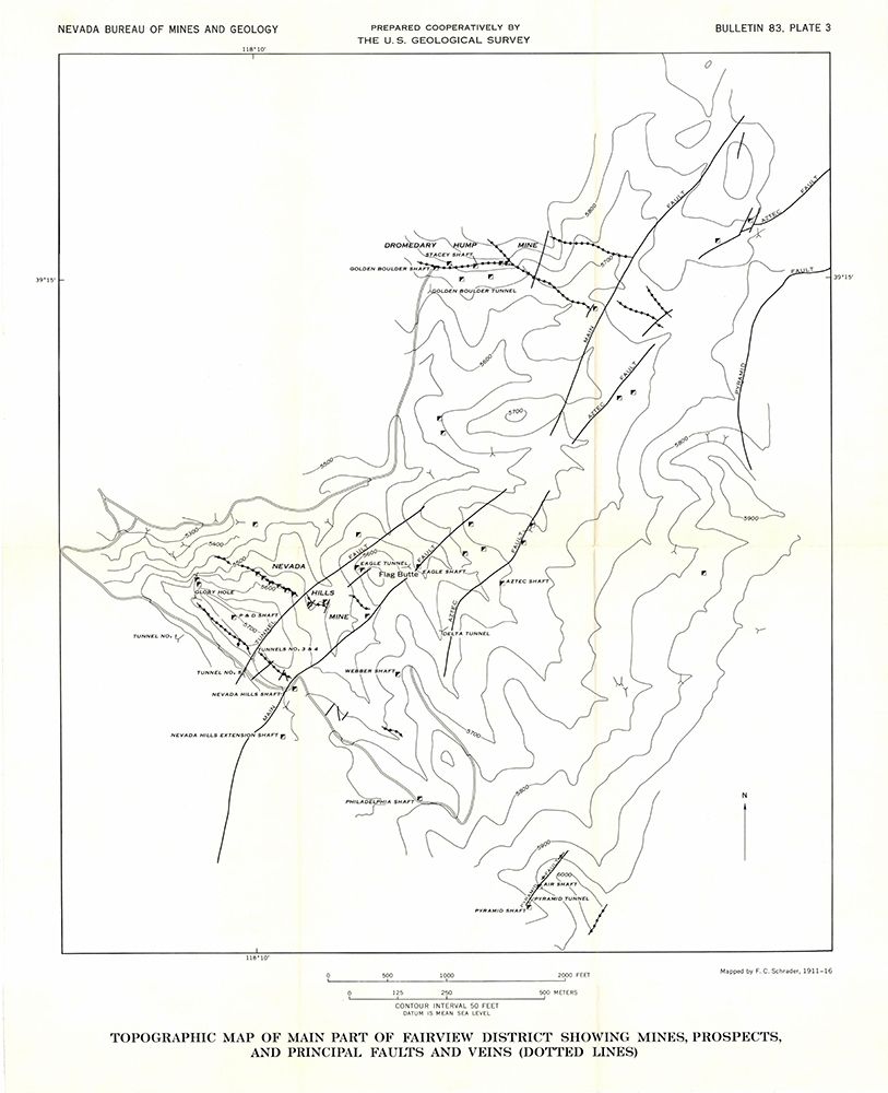 Fairview District Mines Prospect Veins NV art print by USGS for $63.95 CAD