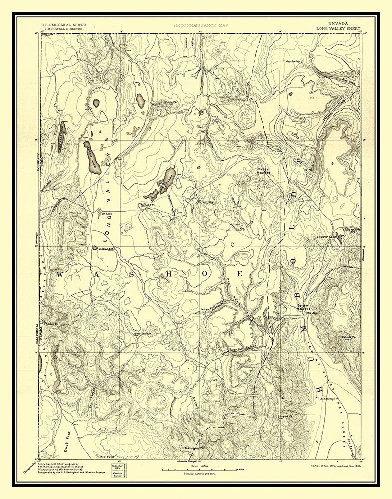 Long Valley Nevada Sheet - USGS 1894 art print by USGS for $57.95 CAD