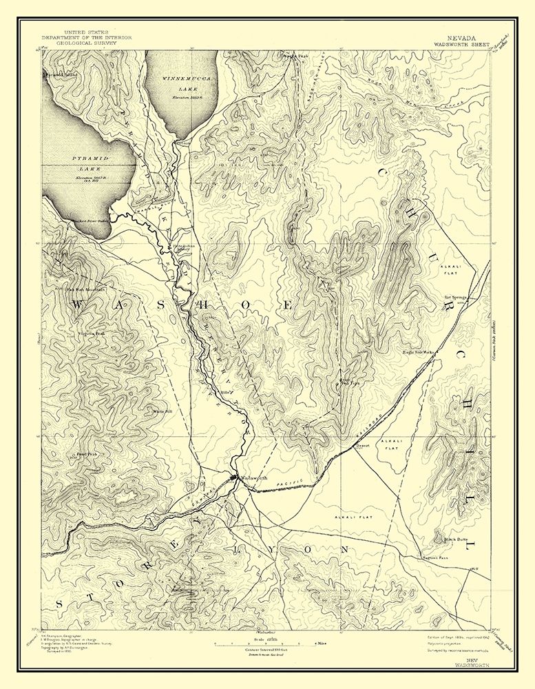 Wadsworth Nevada Sheet - USGS 1894 art print by USGS for $57.95 CAD