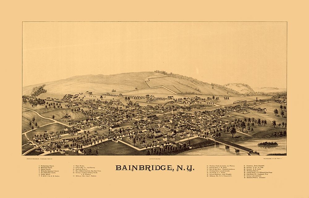 Bainbridge New York - Burleigh 1889  art print by Burleigh for $57.95 CAD