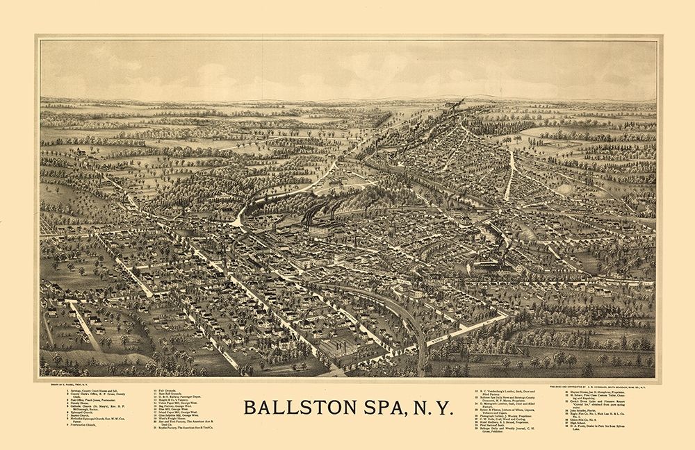 Ballston Spa New York - Fausel 1890  art print by Fausel for $57.95 CAD
