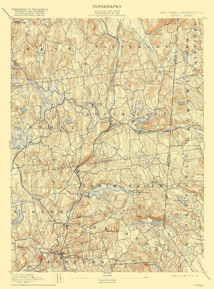 Carmel New York Sheet - USGS 1894 art print by USGS for $57.95 CAD