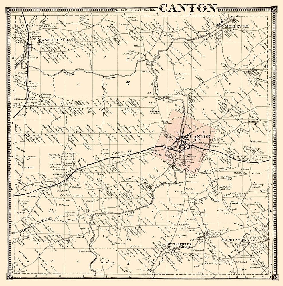 Canton New York Landowner - Stone 1865 art print by Stone for $63.95 CAD