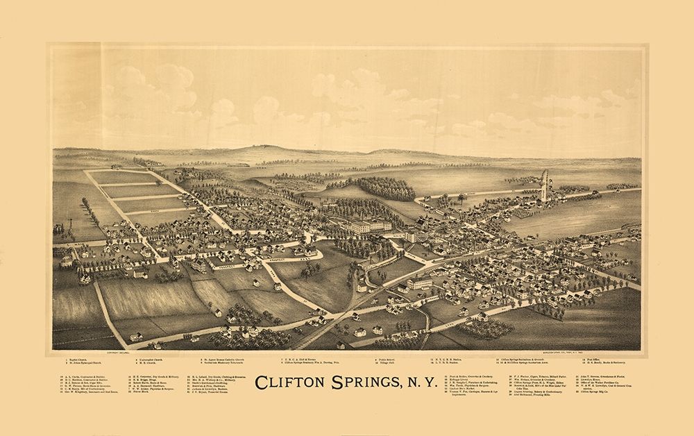 Clifton Springs New York - Burleigh 1892  art print by Burleigh for $57.95 CAD