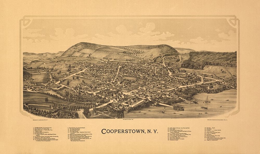 Cooperstown New York - Burleigh 1890  art print by Burleigh for $57.95 CAD