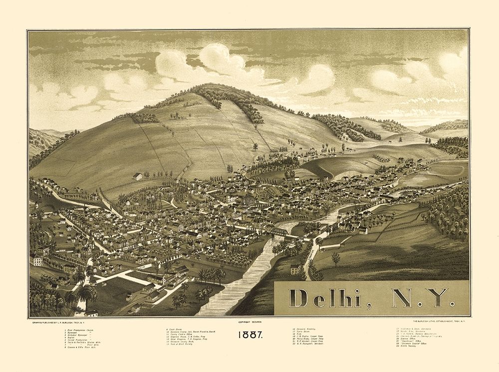 Delhi New York - Burleigh 1887  art print by Burleigh for $57.95 CAD