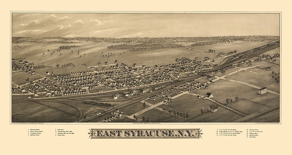 East Syracuse New York - Burleigh 1885  art print by Burleigh for $57.95 CAD