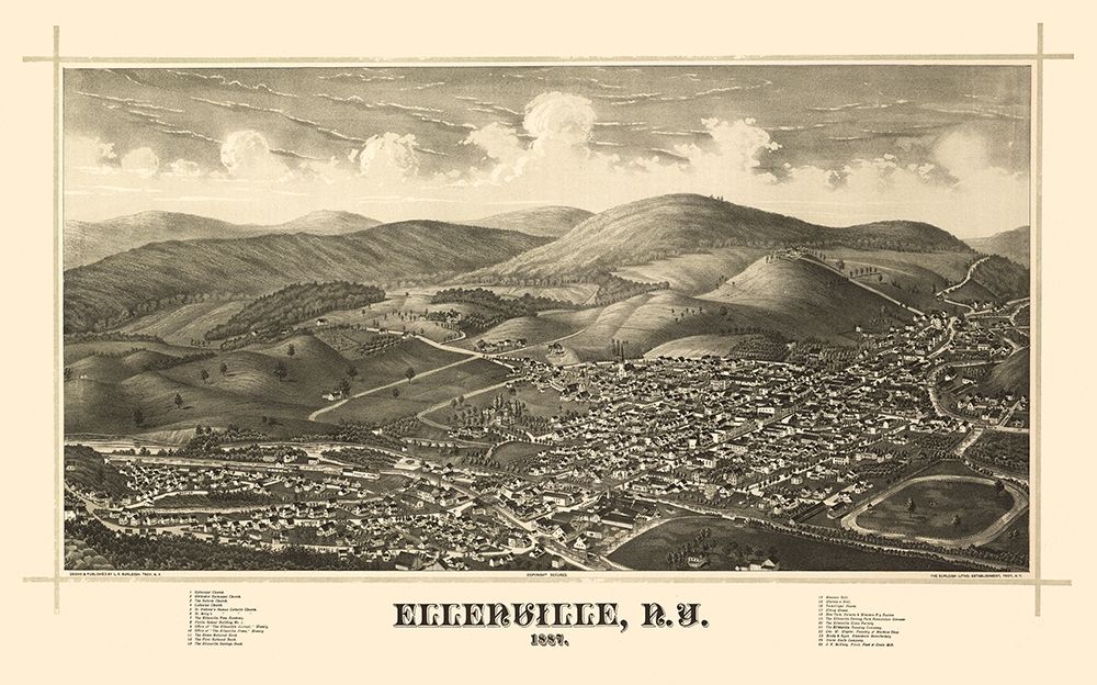 Ellenville New York - Burleigh 1887  art print by Burleigh for $57.95 CAD