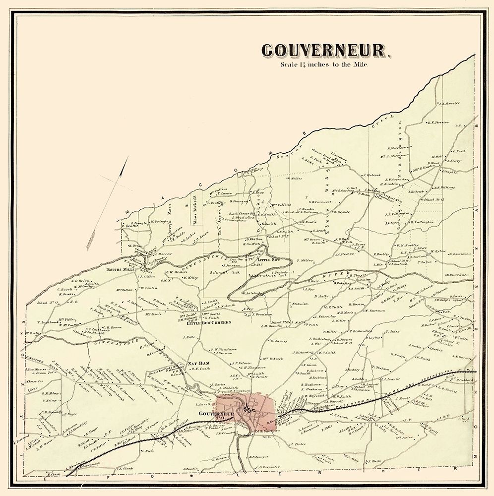 Gouverneur New York Landowner - Stone 1865 art print by Stone for $63.95 CAD