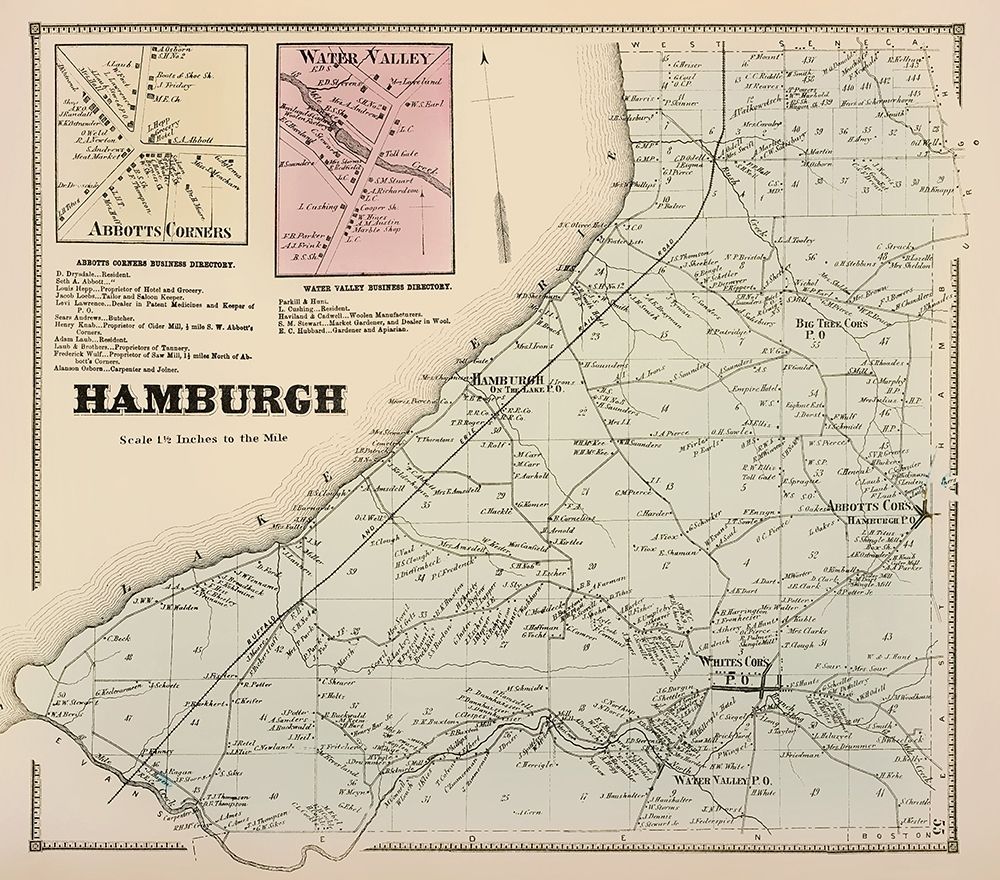 Hamburgh New York Landowner - Stone 1866 art print by Stone for $63.95 CAD