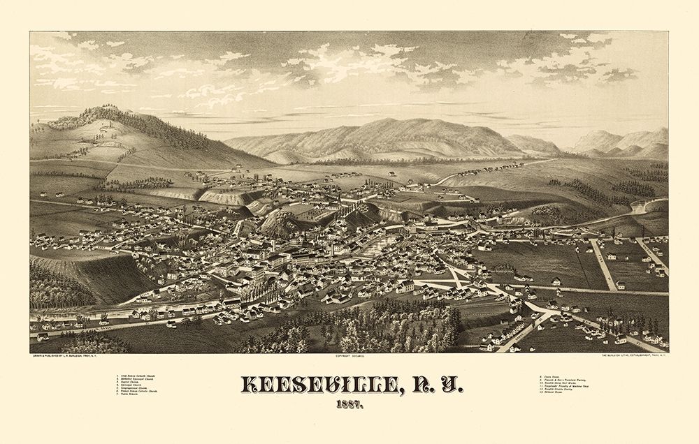 Keeseville New York - Burleigh 1887  art print by Burleigh for $57.95 CAD