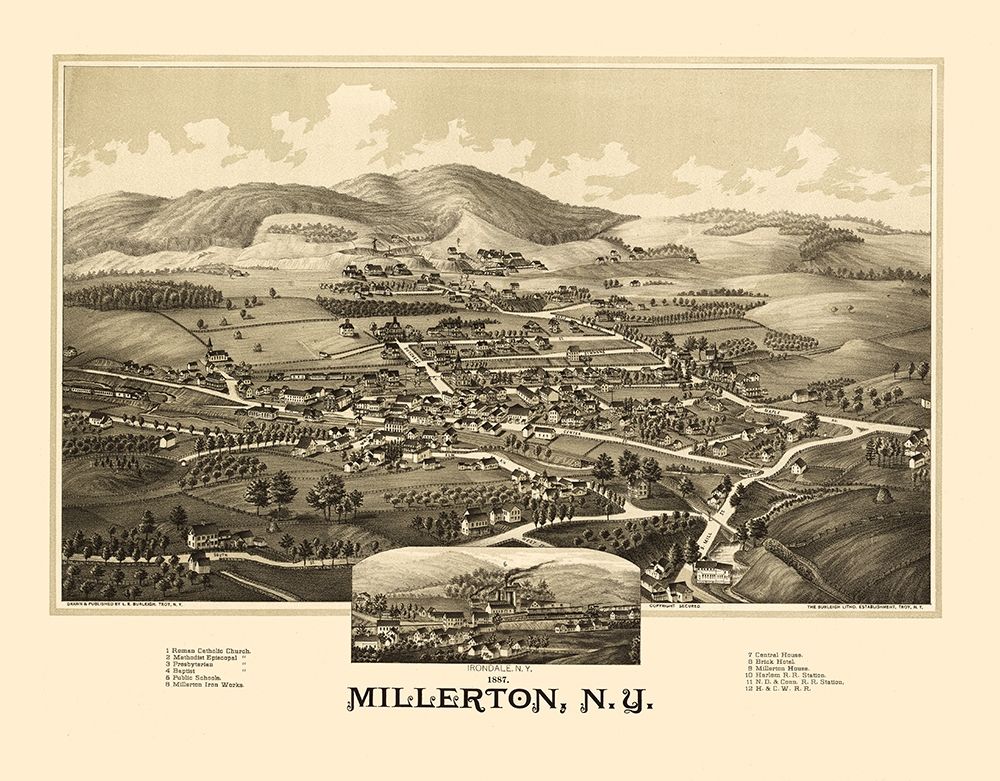 Millerton New York - Burleigh 1887  art print by Burleigh for $57.95 CAD