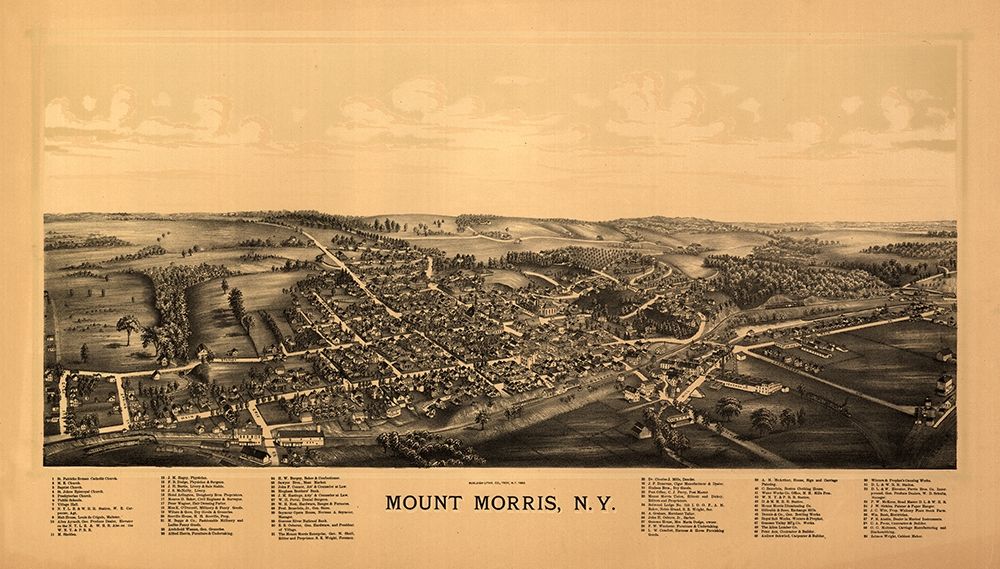 Mount Morris New York - Burleigh 1893  art print by Burleigh for $57.95 CAD