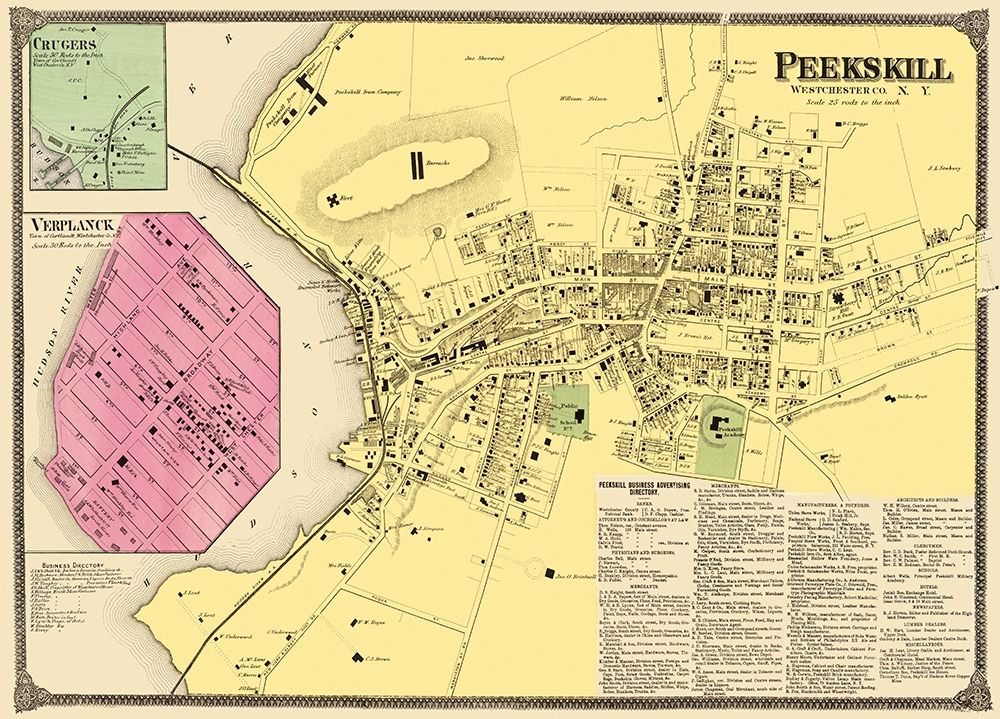Peekskill New York Landowner - Beers 1868 art print by Beers for $57.95 CAD