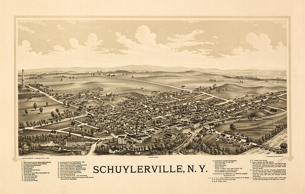 Schuylerville New York - Burleigh 1889  art print by Burleigh for $57.95 CAD