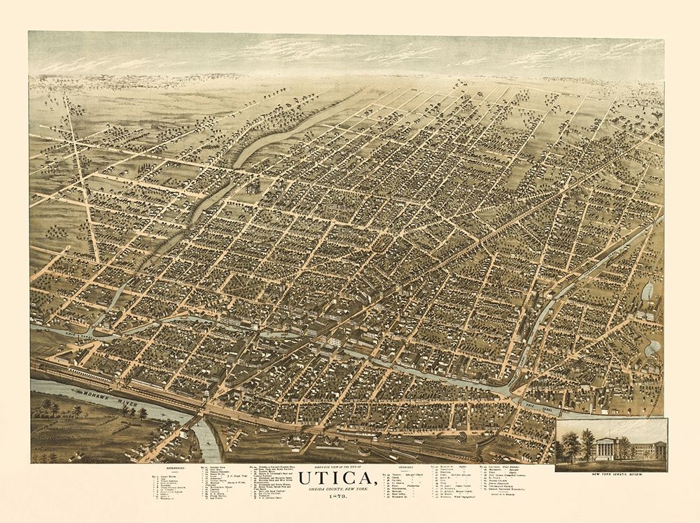 Utica New York - Brosius 1873 art print by Brosius for $57.95 CAD