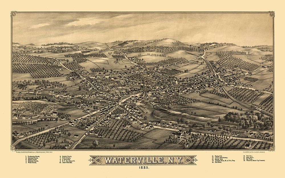 Waterville New York - Burleigh 1885  art print by Burleigh for $57.95 CAD