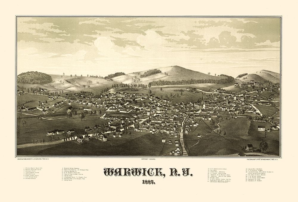 Warwick New York - Burleigh 1887  art print by Burleigh for $57.95 CAD