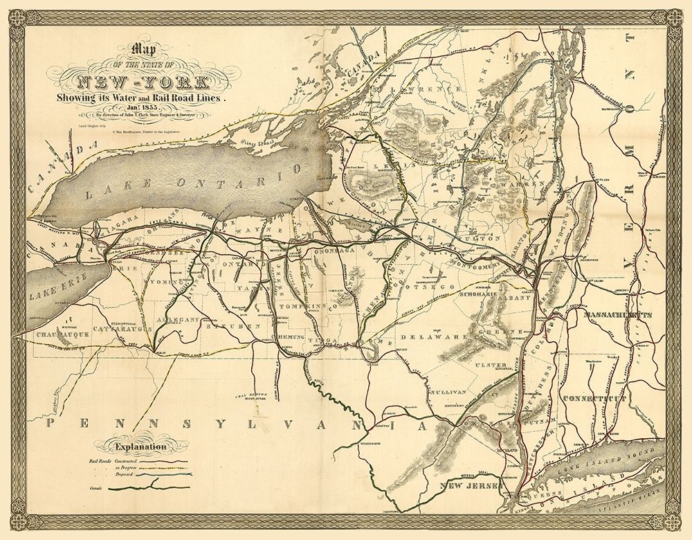 New York Railroads- Clark 1855  art print by Clark for $57.95 CAD