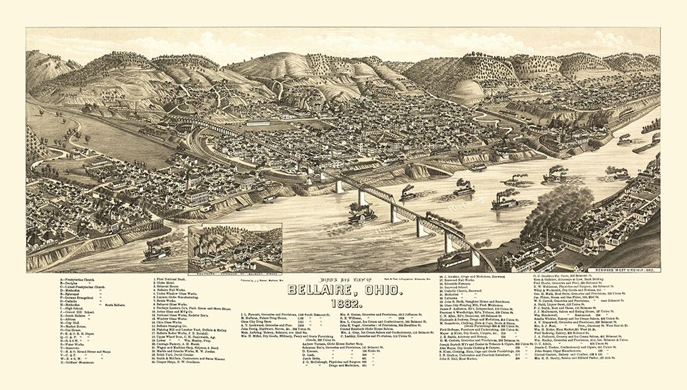 Bellaire Ohio - Beck 1882 art print by Beck for $57.95 CAD