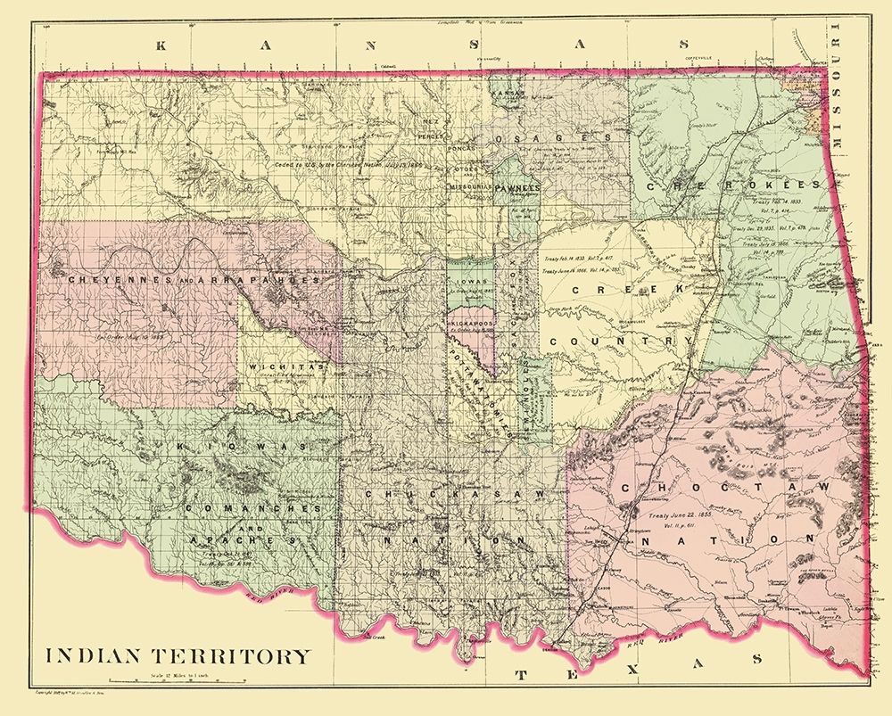 Oklahoma Indian Territory - Bradley 1887 art print by Bradley for $63.95 CAD