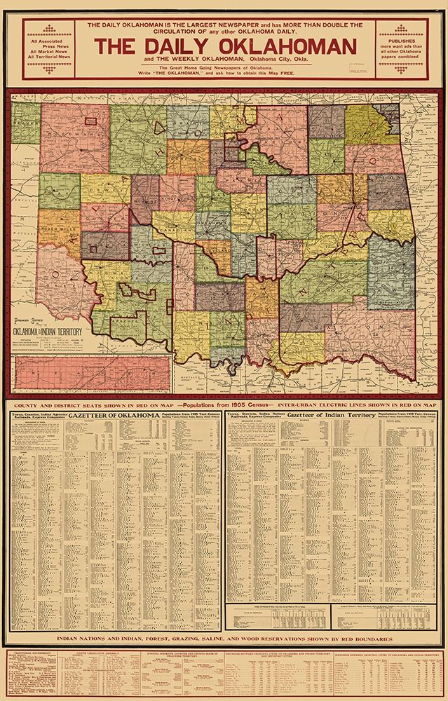 Oklahoma Indian Territory - Geographical Pub 1905 art print by Geographical Pub for $57.95 CAD