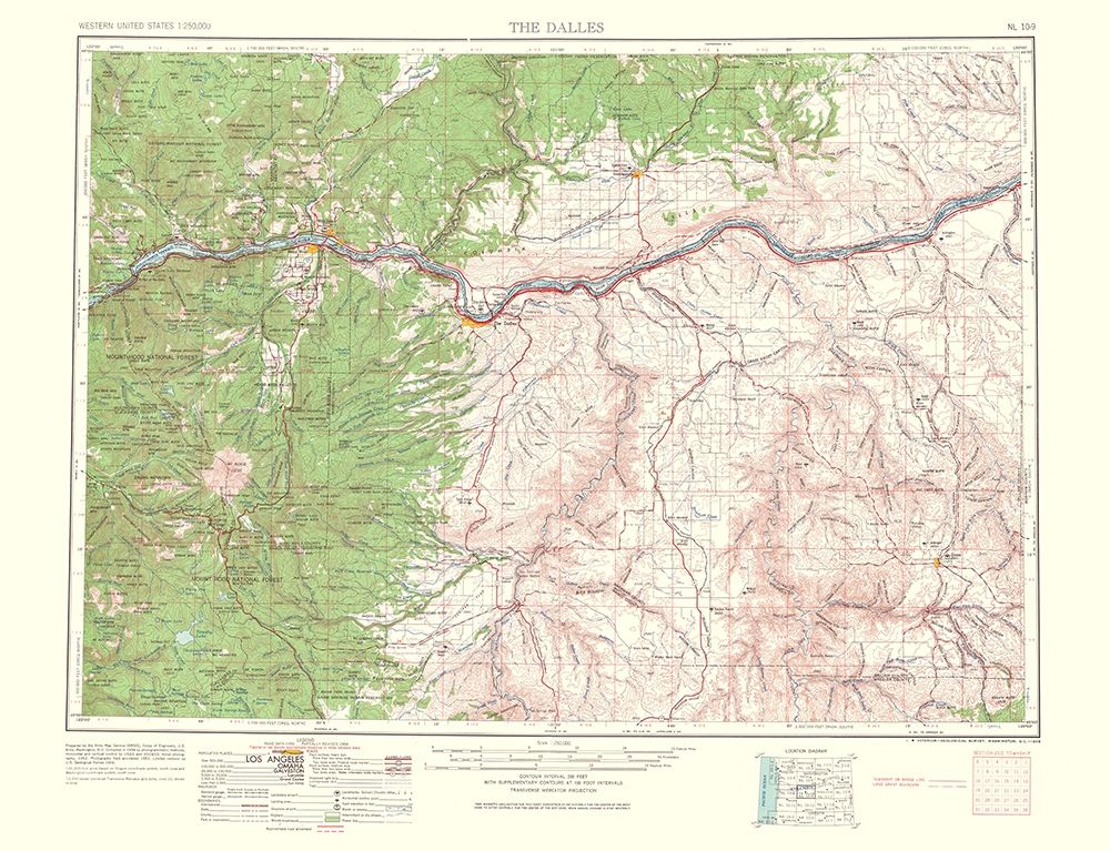 Dalles Oregon Quad - USGS 1965 art print by USGS for $57.95 CAD