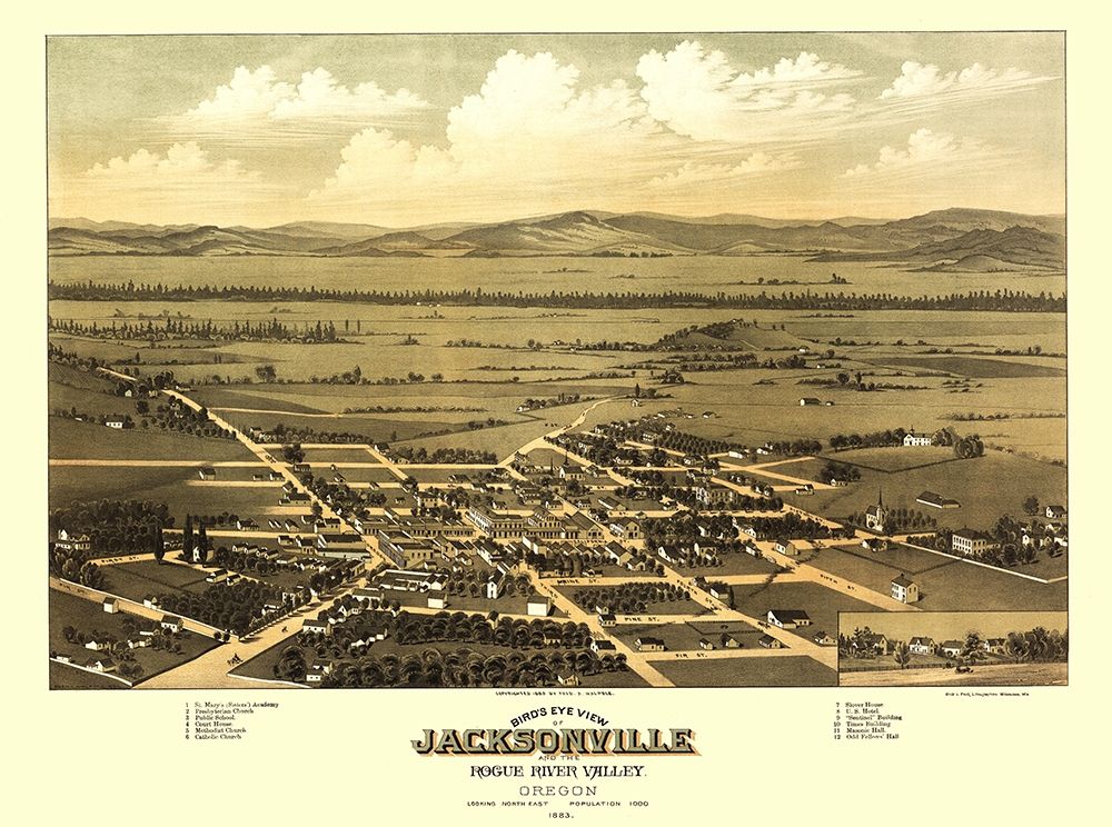 Jacksonville Oregon - Walpole 1883 art print by Walpole for $57.95 CAD