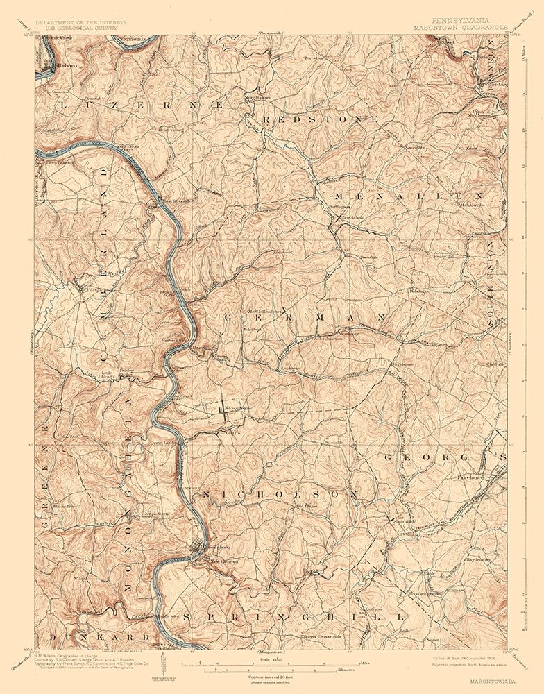 Masontown Pennsylvania Quad - USGS 1903 art print by USGS for $57.95 CAD