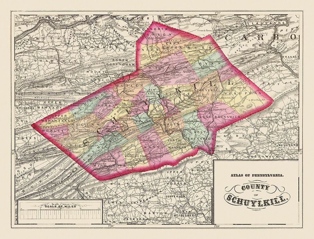 Schuylkill Pennsylvania - Walling 1872 art print by Walling for $57.95 CAD