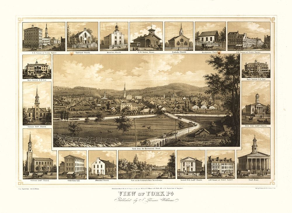 York Pennsylvania - Williams 1852  art print by Williams for $57.95 CAD