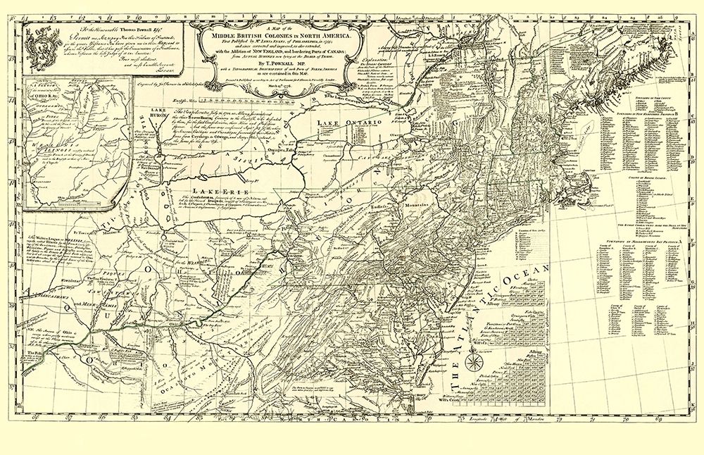 British Colonies in North America - Pownall 1776 art print by Pownall for $57.95 CAD
