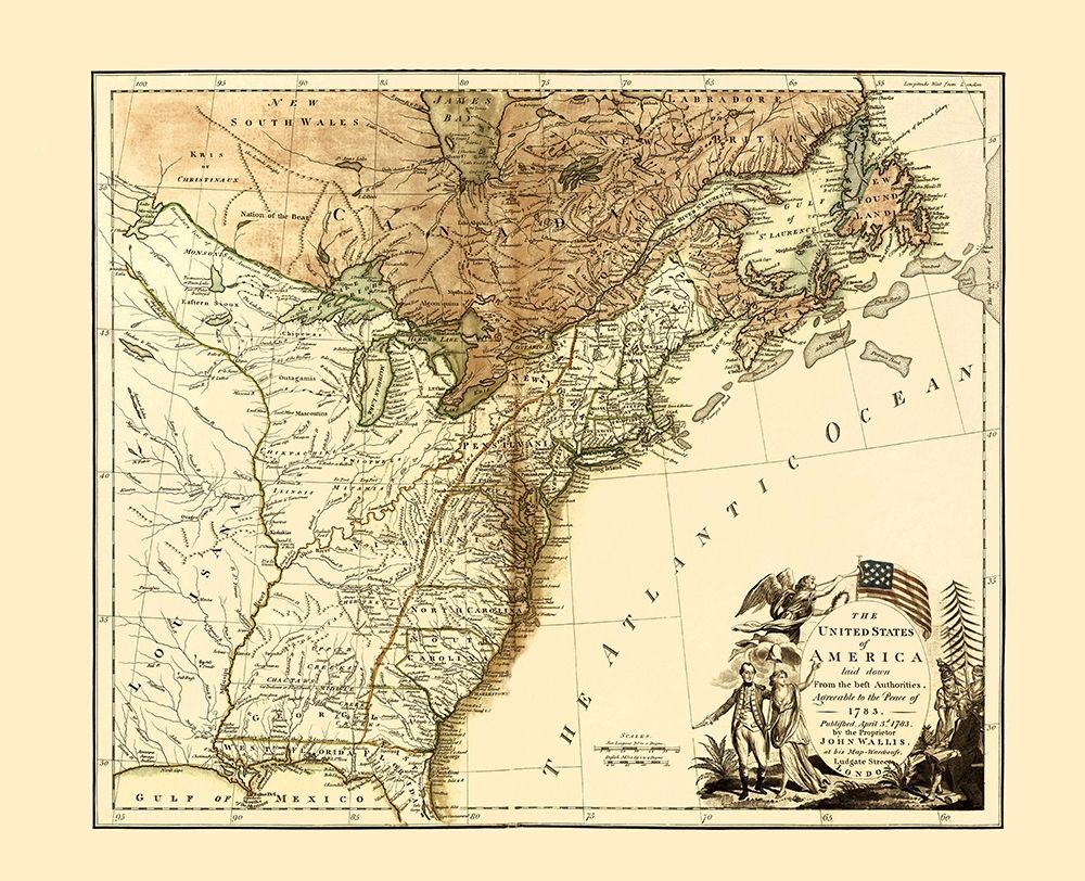 United States of America - Wallis 1783 art print by Wallis for $63.95 CAD