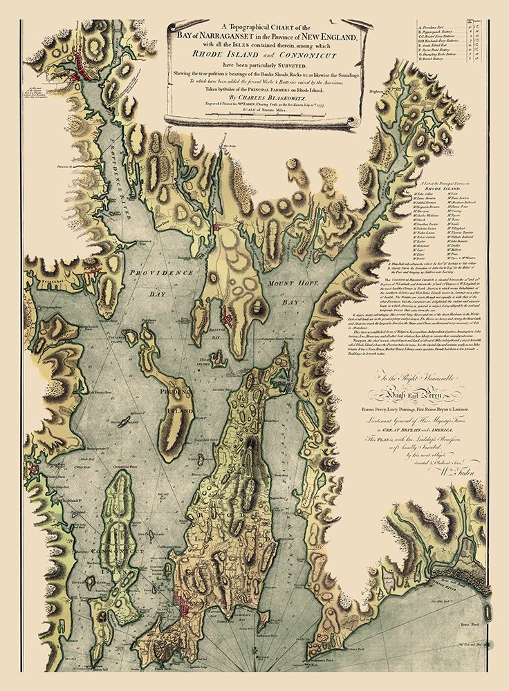 Narragansett Bay - Blaskowitz 1777 art print by Blaskowitz for $57.95 CAD